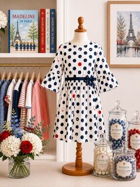 Lili Gaufrette Paris Polka Dot Dress | Size 12 Years | EUC